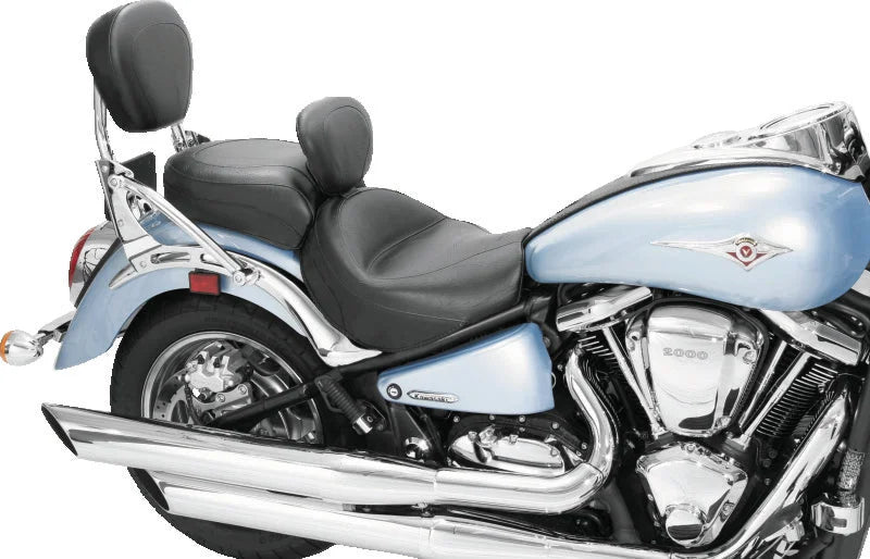 Mustang 04-10 Kawasaki Vulcan 2000 Classic,LT Standard Touring 2PC Seat w/Driver Backrest - Black - Detail View
