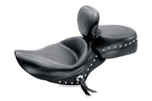 Load image into Gallery viewer, Mustang 04-21 Harley Sportster 3.3 Wide Stud Touring Solo Seat w/Driver Backrest - Black - Side View