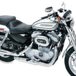 Load image into Gallery viewer, Mustang 04-21 Harley Sportster 4.5 Wide Touring Solo Seat w/Driver Backrest - Black - Side View