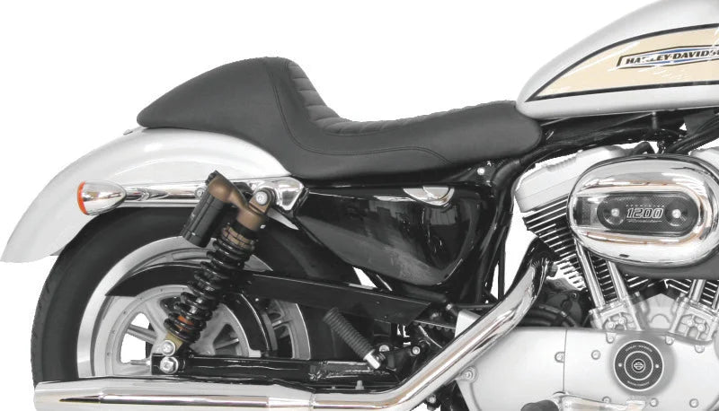Mustang 04-21 Harley Sportster Cafe Solo Seat - Black - Detail View
