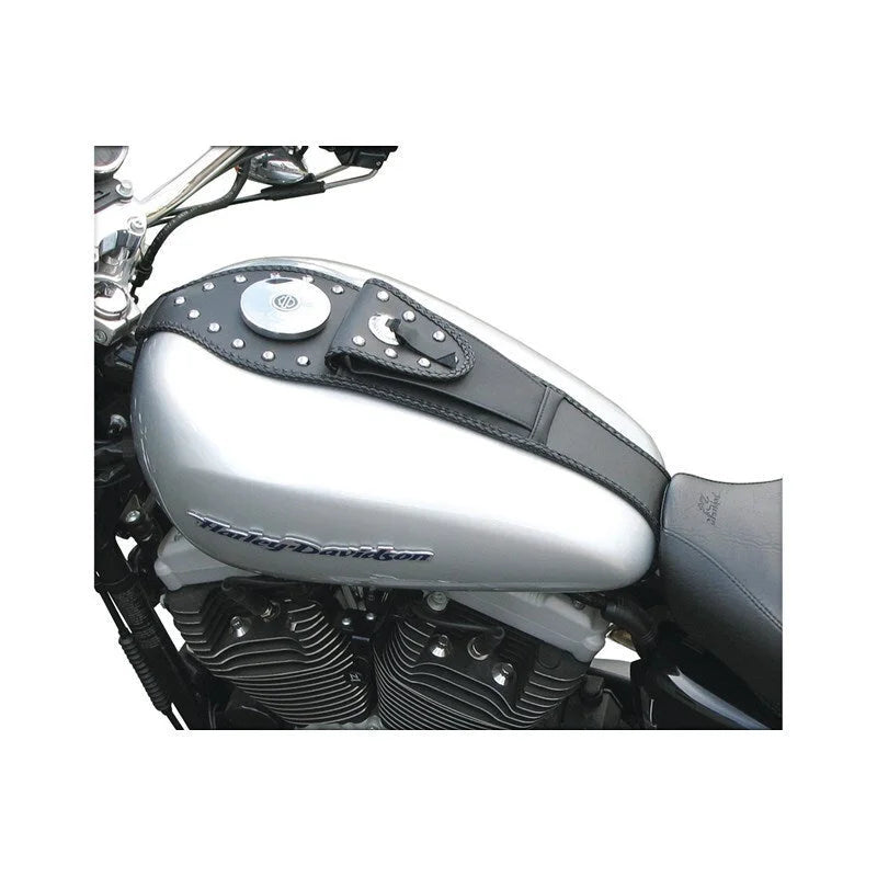 Mustang 04-21 Harley Sportster Tank Bib w/Studs - Black - Side View