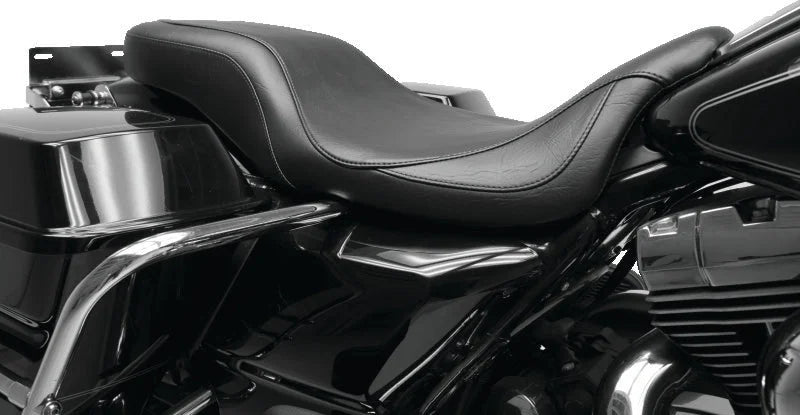 Mustang 04-21 Harley Sportster Wide Touring 1PC Seat w/Studs- Black - Side View