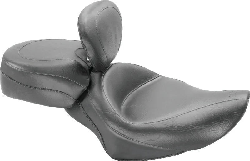 Mustang 04-21 Harley Sportster Wide Touring Solo Seat w/Driver Backrest - Black - Side View