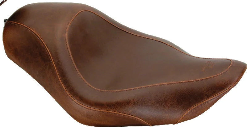 Mustang 04-21 Harley Sportster Wide Tripper Solo Seat - Distressed Brown - Side View