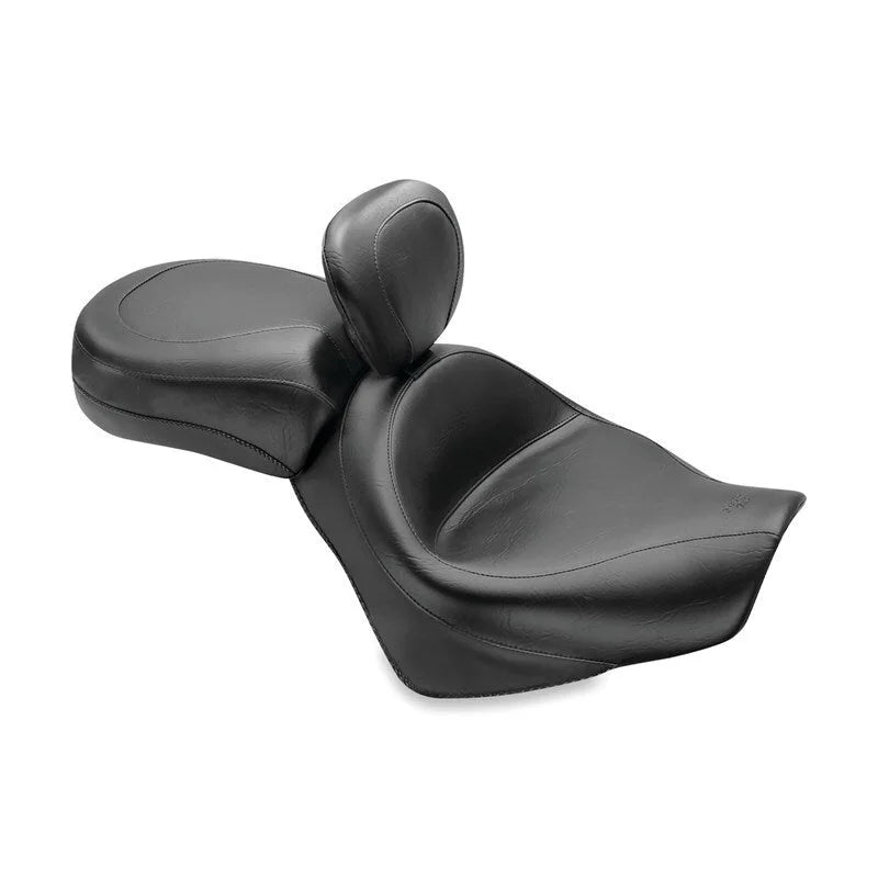 Mustang 04-21 Honda VT750 Aero Wide Touring 2PC Seat w/Driver Backrest - Black - Side View