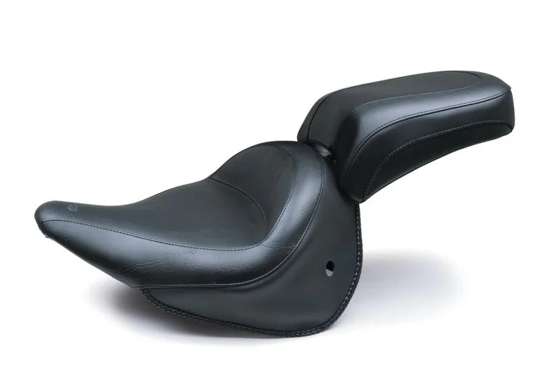 Mustang 05-17 Harley Deluxe (With Standard Rack) Wide Touring Passenger Seat - Black - Side View