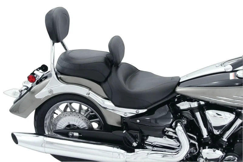 Mustang 06-15 Yamaha Roadliner, Stratoliner Wide Touring Solo Seat w/ Driver Backrest - Black - Main Product View