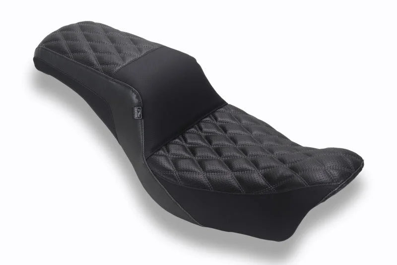 Mustang 06-17 HD Dble Diamond Squareback One-Piece, 2 Up Dyna Black w/Gunmetal Thread