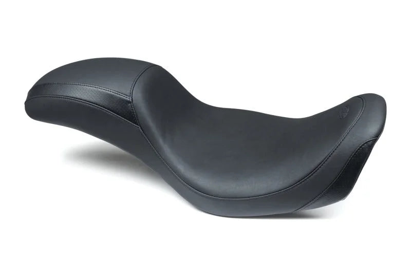 Mustang 06-17 Harley Dyna Hightail Fastback 1PC Seat - Black - Side View