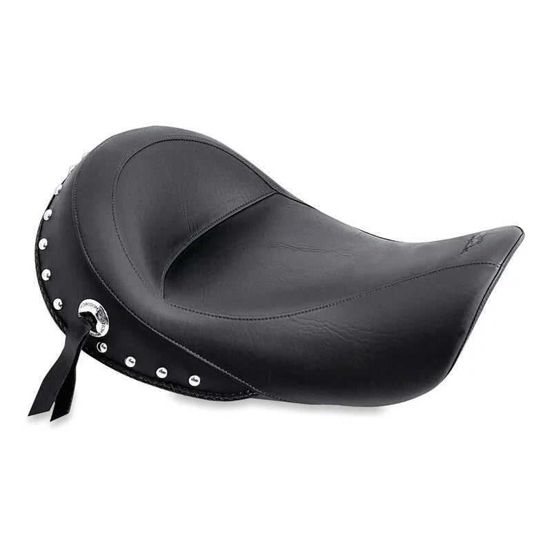 Mustang 06-17 Harley Dyna Standard Touring Solo Seat w/Studs - Black - Side View