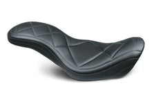 Load image into Gallery viewer, Mustang 06-17 Harley Dyna Super Tripper 1PC Seat Carbon - Black - Side View