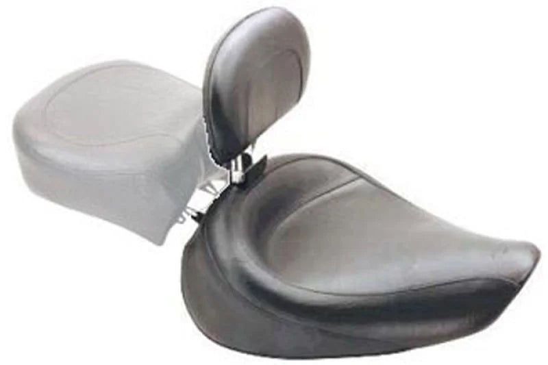 Mustang 06-17 Harley Dyna Wide Touring Solo Seat w/ Driver Backrest - Black - Side View