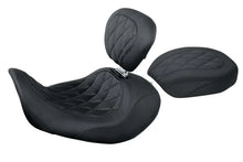 Load image into Gallery viewer, Mustang 06-17 Harley Dyna Wide Tripper Forward Passenger Seat Diamond Stitch - Black - Side View