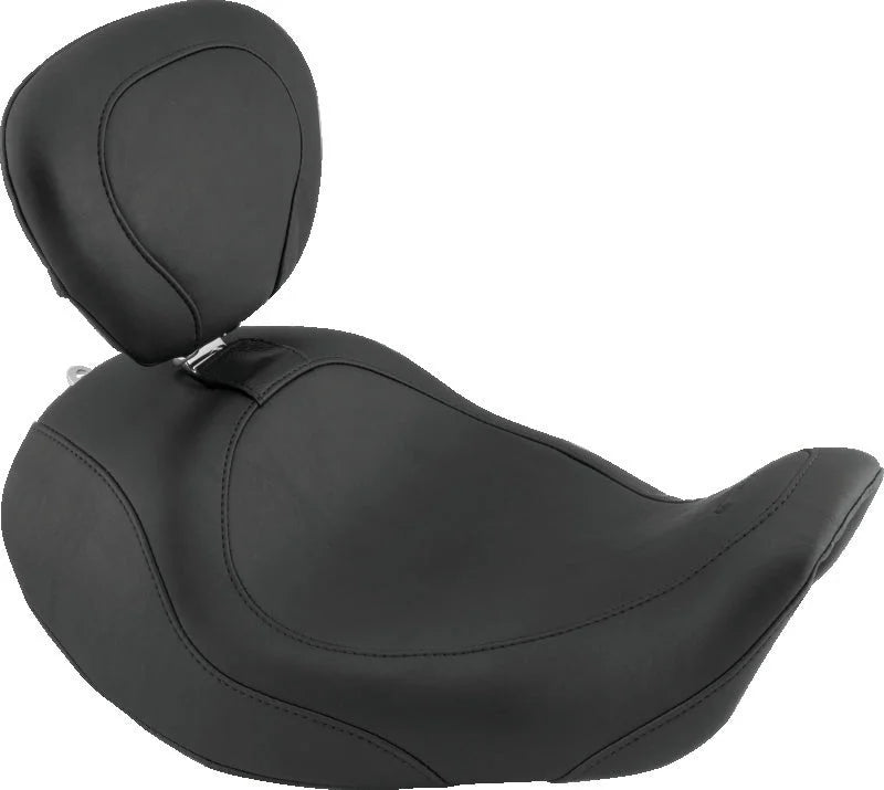 Mustang 06-17 Harley Dyna Wide Tripper Forward Solo Seat w/Driver Backrest - Black - Main Product View