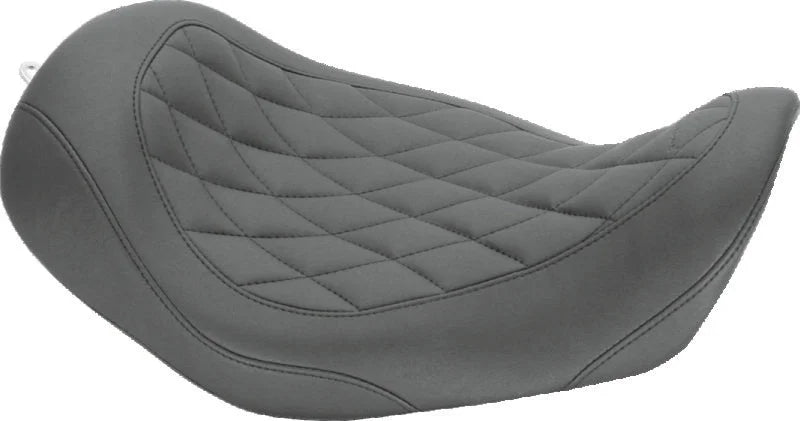 Mustang 06-17 Harley Dyna Wide Tripper Solo Seat Diamond Stitch- Black - Main Product View