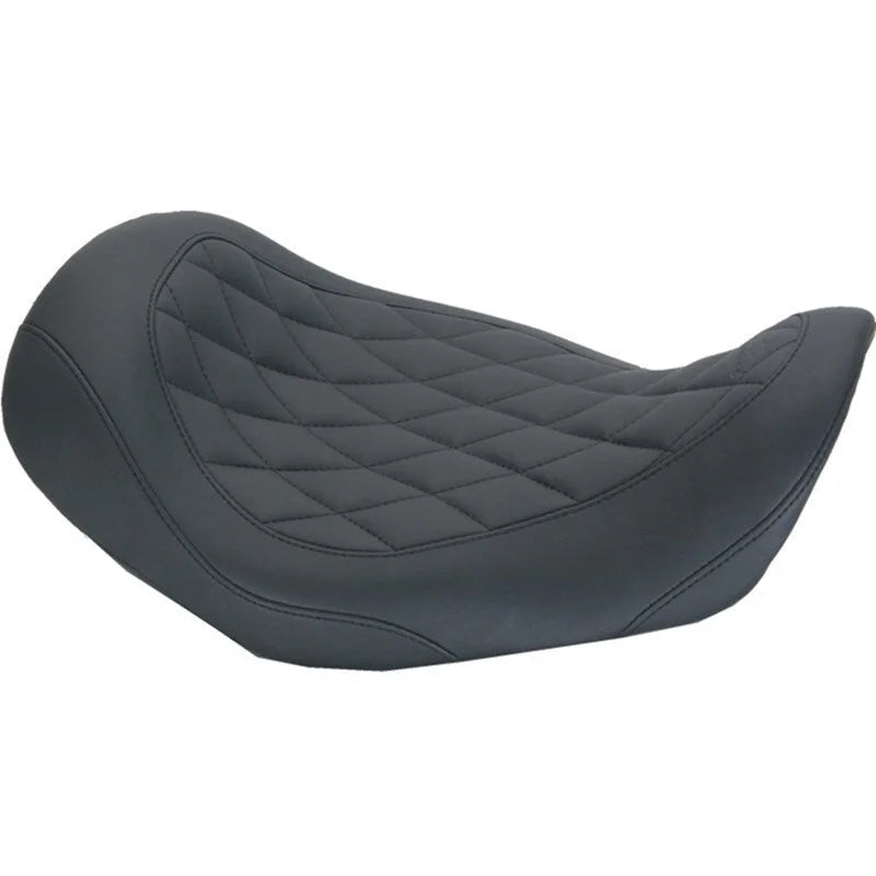 Mustang 06-17 Harley Dyna Wide Tripper Solo Seat Diamond Stitch- Black - Side View