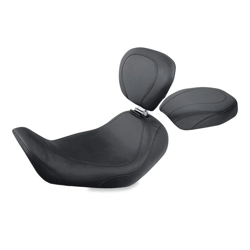 Mustang 06-17 Harley Dyna Wide Tripper Solo Seat w/Driver Backrest - Black - Side View