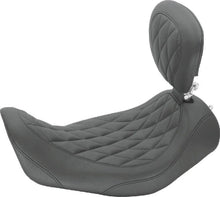 Load image into Gallery viewer, Mustang 06-17 Harley Dyna Wide Tripper Solo Seat w/Driver Backrest Diamond Stitch - Black - Main Product View