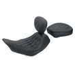 Load image into Gallery viewer, Mustang 06-17 Harley Dyna Wide Tripper Solo Seat w/Driver Backrest Diamond Stitch - Black - Side View