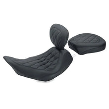 Load image into Gallery viewer, Mustang 06-17 Harley Dyna Wide Tripper Solo Seat w/Driver Backrest Diamond Stitch - Black - Side View