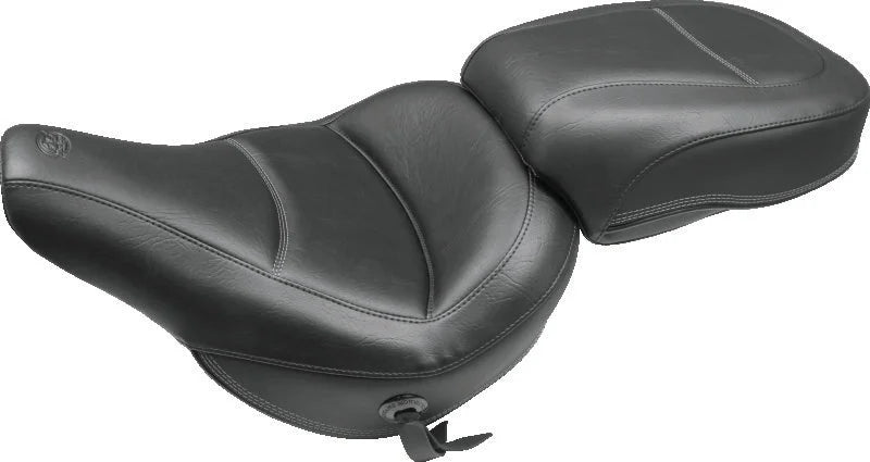 Mustang 06-17 Harley Softail Wide Tire (200mm) Duke Extra Wide 1PC Seat Regal - Black - Side View