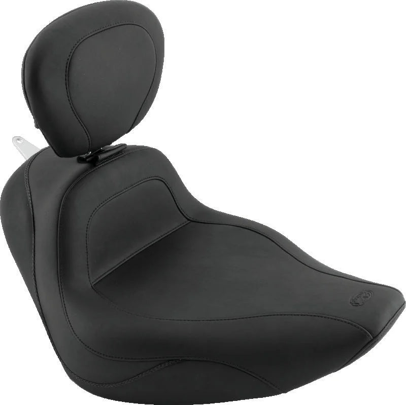 Mustang 06-17 Harley Softail Wide Tire (200mm) Sport Touring Solo Seat w/Driver Backrest - Black - Side View
