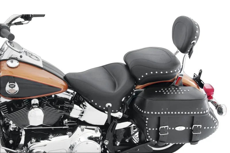 Mustang 06-17 Harley Softail Wide Tire (200mm) Std Touring,Wide Touring Pass Seat w/Studs - Black - Side View