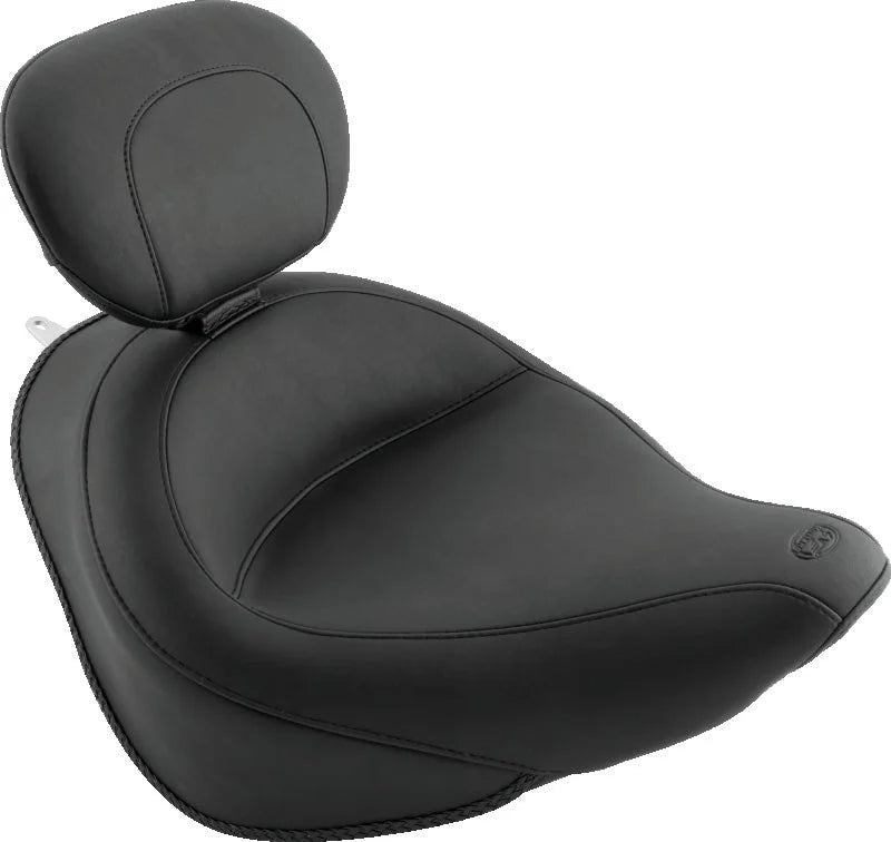 Mustang 06-17 Harley Softail Wide Tire (200mm) Wide Touring Solo Seat w/Driver Backrest - Black - Main Product View