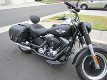 Load image into Gallery viewer, Mustang 06-17 Harley Softail Wide Tire (200mm) Wide Touring Solo Seat w/Driver Backrest - Black - Side View