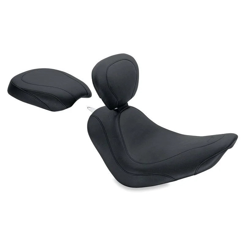 Mustang 06-17 Harley Softail Wide Tire(200mm)Wide Tripper Solo Seat w/Driver Backrest - Black - Side View