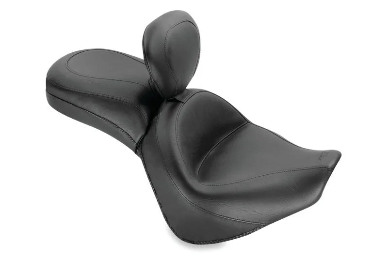 Mustang 06-21 Kawasaki Vulcan 900 Classic, Custom Touring 1PC Seat w/Driver Backrest - Black - Side View