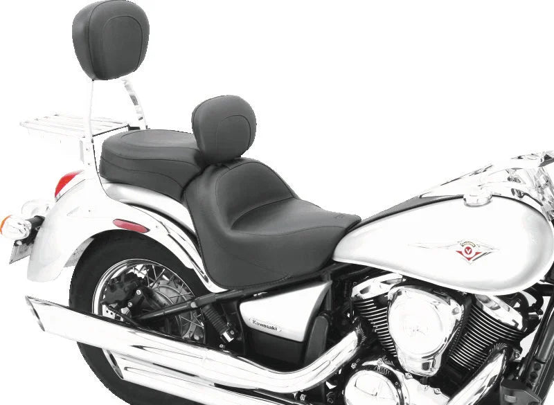 Mustang 06-21 Kawasaki Vulcan 900 Classic, Custom Touring 1PC Seat w/Driver Backrest - Black - Detail View