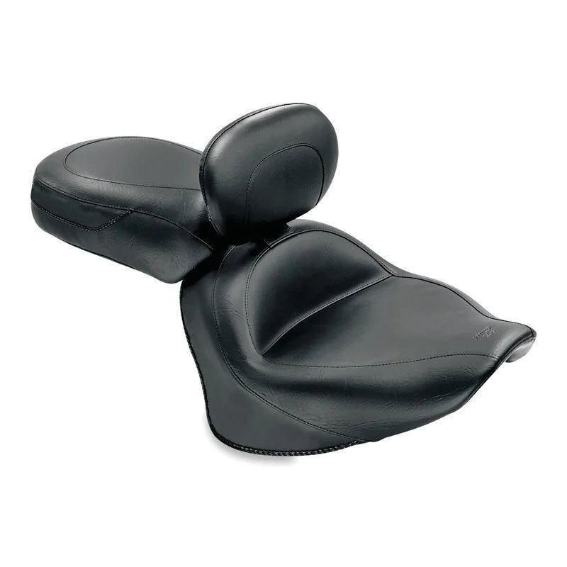 Mustang 07-17 Yamaha V-Star 1300, 1300 Tourer Wide Touring 2PC Seat w/Driver Backrest - Black - Side View
