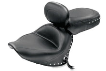 Load image into Gallery viewer, Mustang 07-17 Yamaha V-Star 1300,1300 Tourer Wide 2PC Seat w/ Driver Backrest Studs- Black - Main Product View