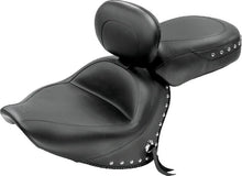 Load image into Gallery viewer, Mustang 07-17 Yamaha V-Star 1300,1300 Tourer Wide 2PC Seat w/ Driver Backrest Studs- Black - Side View