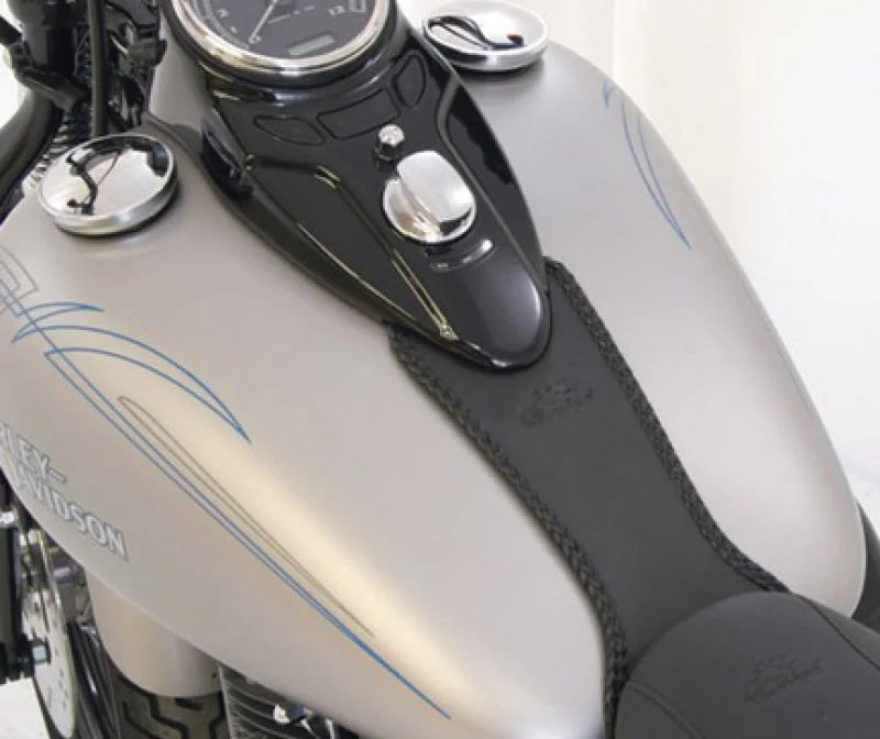 Mustang 08-13 Harley FLSTB,09-15 FLSTBC Softail Tank Bib - Black - Side View