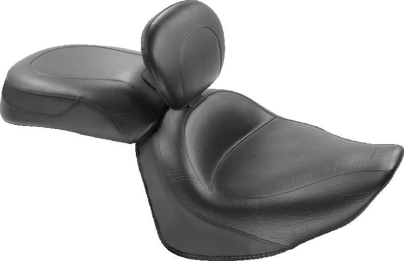 Mustang 08-17 Yamaha Raider Wide Touring 2PC Seat w/Diver Backrest - Black - Side View