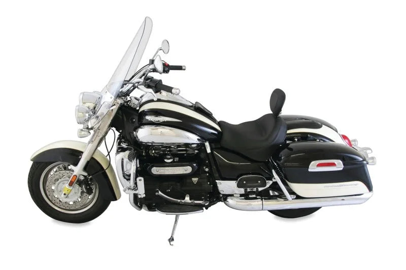 Mustang 08-18 Triumph Rocket III Touring Standard 2PC Seat w/Driver Backrest - Black - Side View