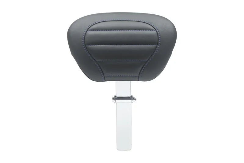 Mustang 08-21 HD Electra Glide,Rd Glide,Rd King,Str Glide Driver Backrest - Black w/ Blue Stitching - Side View