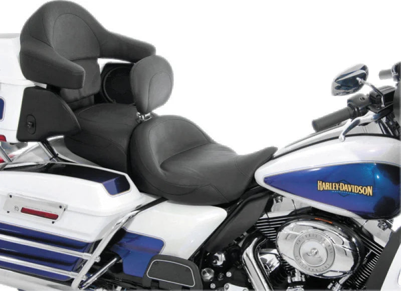 Mustang 08-21 Harley Electra Glide, Rd Glide, Rd King ,Str Glide Super Touring 1PC Seat - Black - Side View