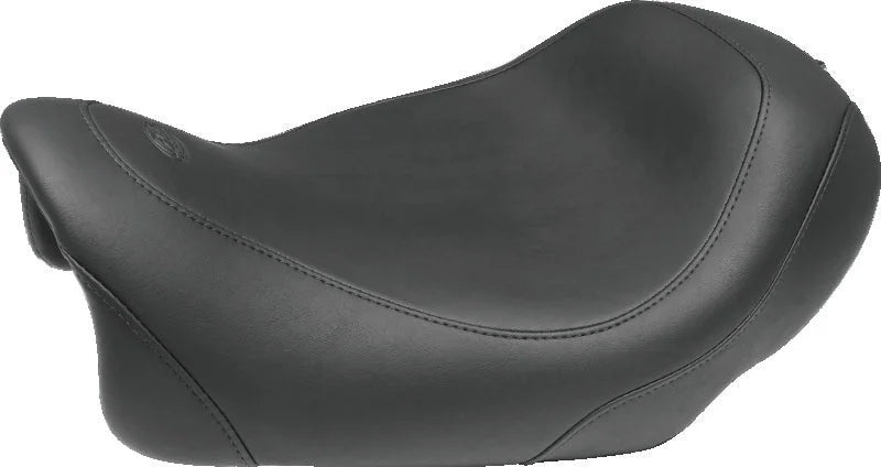 Mustang 08-21 Harley Electra Glide, Rd Glide, Rd King, Glide Lowdown 1PC Seat w/DBR Pearls - Black - Side View