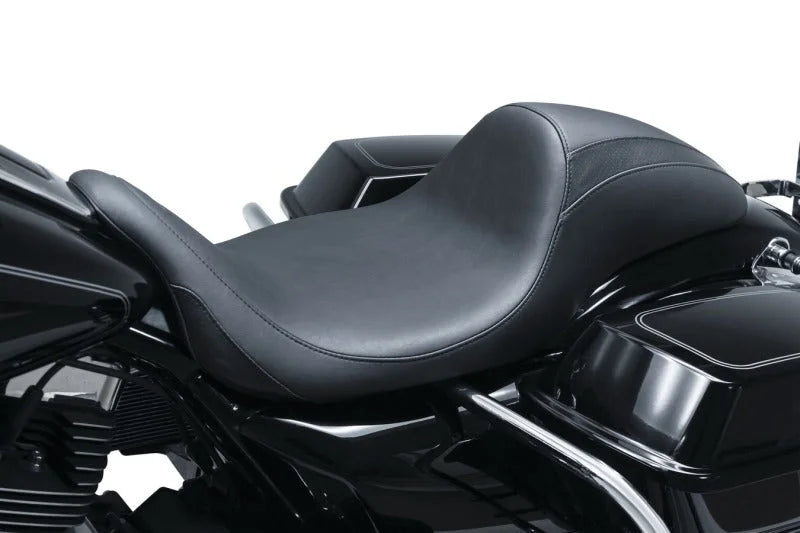 Mustang 08-21 Harley Electra Glide, Rd Glide, Rd King, Str Glide Hightail Fastback 1PC Seat - Black - Side View