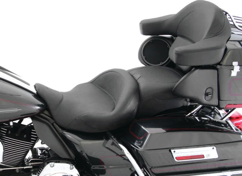 Mustang 08-21 Harley Electra Glide, Rd Glide, Rd King, Str Glide Super Touring 1PC Seat - Black - Side View