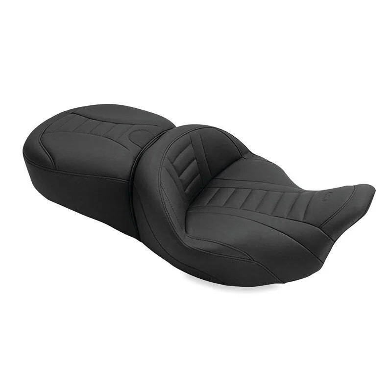 Mustang 08-21 Harley Electra Glide, Rd Glide, Rd King, Str Glide Touring 1PC Seat Deluxe - Black - Side View