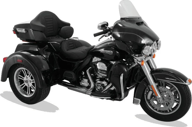 Mustang 08-21 Harley Electra Glide, Rd Glide, Rd King, Str Glide Touring 1PC Seat Deluxe - Black - Back View