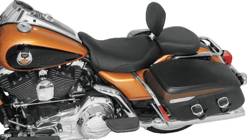 Mustang 08-21 Harley Electra Glide Std, Rd Glide, Rd King, Str Glide Touring Solo Seat -Black - Side View