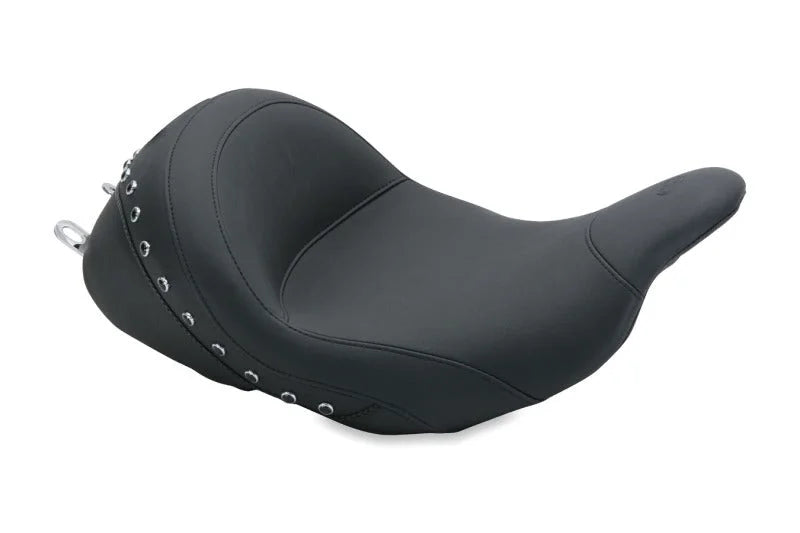 Mustang 08-21 Harley Electra Glide Std,Rd Glide,Rd King,Str Glide Lowdown Solo Seat w/Studs - Black - Main Product View
