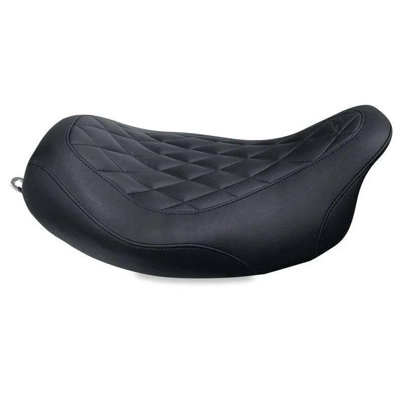 Mustang 08-21 Harley Electra Glide Std,Rd Glide,Rd King,Str Glide Solo Seat Diamond Stitch - Brown - Side View