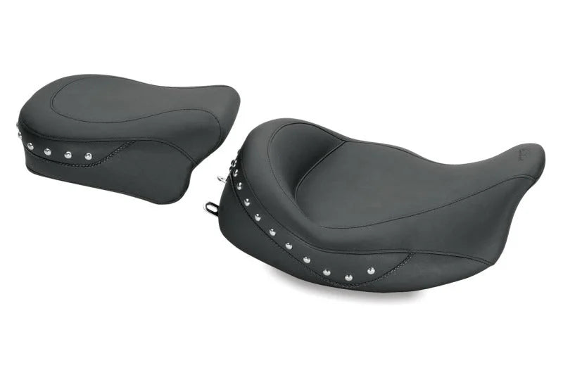 Mustang 08-21 Harley Electra Glide Std,Rd Glide,Rd King,Str Glide Touring Solo Seat w/Studs - Black - Main Product View