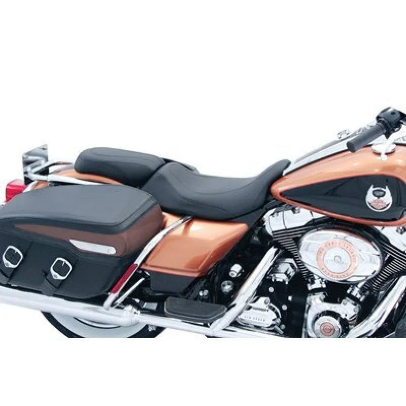 Mustang 08-21 Harley Electra Glide Std,Rd Glide,Rd King,Str Glide Tripper Pass Seat - Black - Side View